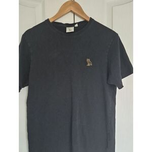 Men's Black Crew Tee with Small Gold Owl Logo